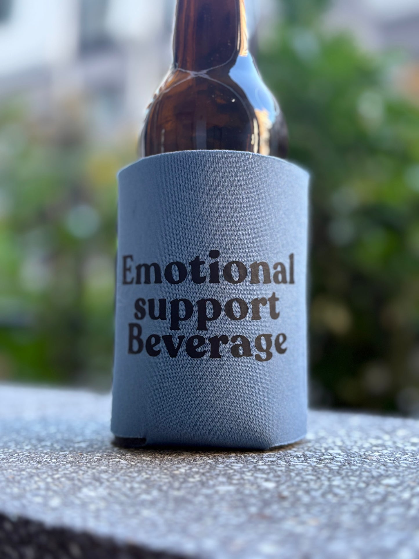 “Emotional support beverage” stubby holder