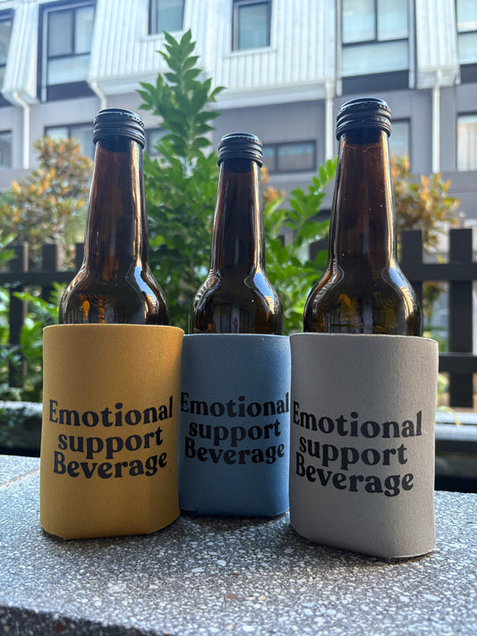 “Emotional support beverage” stubby holder