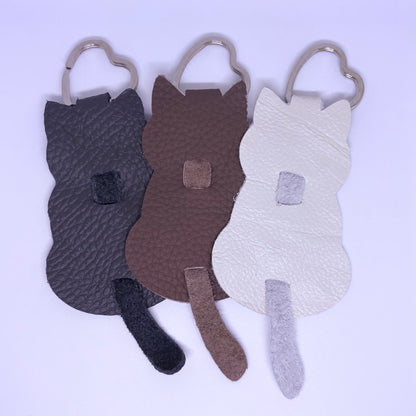 Leather Cat Keychain
